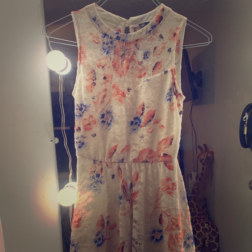 Floral pink/blue/white dress